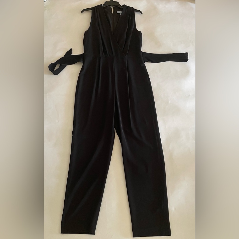 Antonio Melani Elegant Black Sleeveless Tie Front Jumpsuit